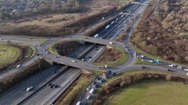Freeway Roundabout Junction at Rush Hour Aerial View