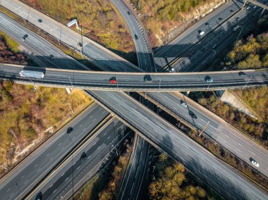 UK Highways M25 and M1 Motorways Interchange Aerial View