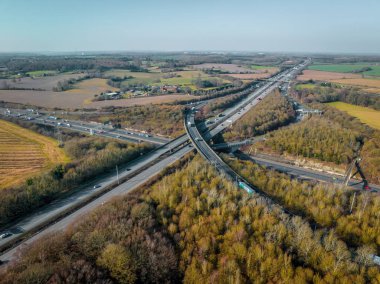 UK Highways M25 and M1 Motorways Interchange Aerial View