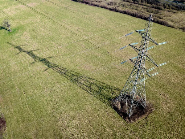 High Level Aerial View of an Electrical Pylon