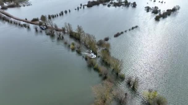 Flooded Road Seen Aerial View — Stock Video