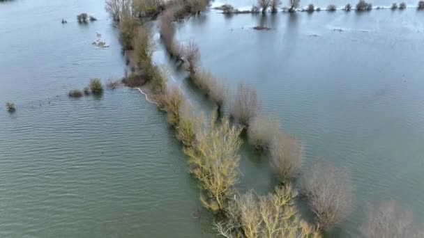 Вид Воздуха Затопленный Участок Дороги Великобритании — стоковое видео