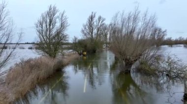 İngiltere 'nin Sel Altındaki Bir Bölümü Düşük Hava Görüntüsü