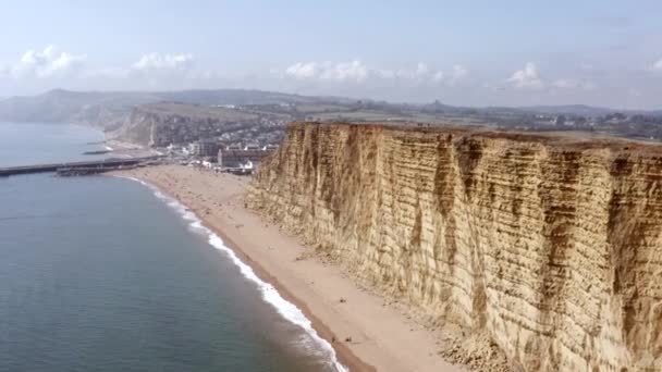 Sandstone Rock Formation Cliff West Bay England — Stock Video