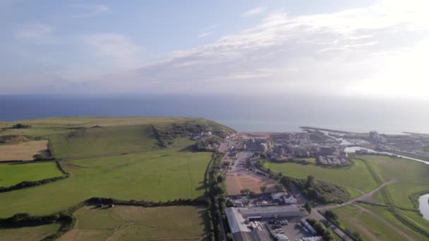 Aerial View West Bay Seaside Town Dorset England — Stock video