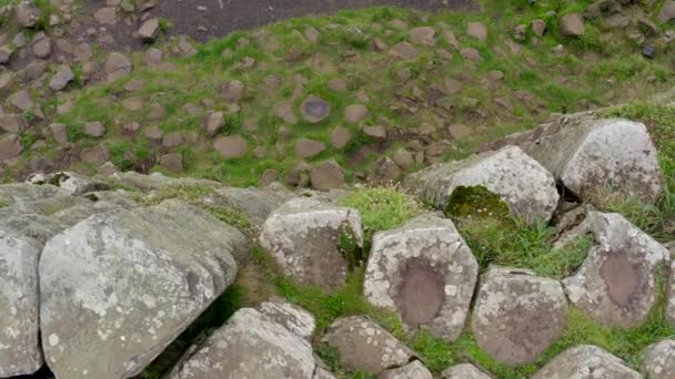 Hexagonal Basalt Rock Formation Giant Causeway Noord Ierland — Stockvideo
