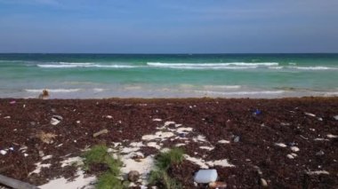 Plastik kaplı plaj okyanusa yasadışı atık boşaltma sonucu oluşmuş.