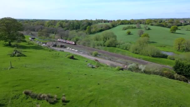 Trauter Train Countryside Aerial View — Stock video