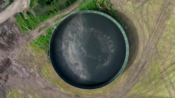 Farm Slurry Tank Fertiliser Aerial View — Stock Video