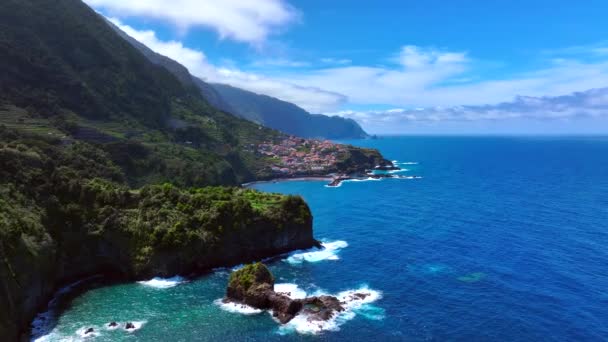 Seixal Small Municipality Madeira Aerial View — Stock Video