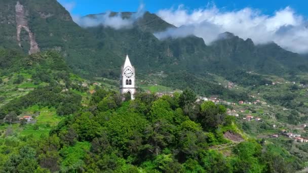 Capela Torre Relógio São Vicente Madeira — Vídeo de Stock