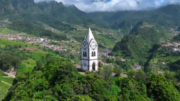 Kaplica Wieża Zegarowa Sao Vicente Madera — Wideo stockowe