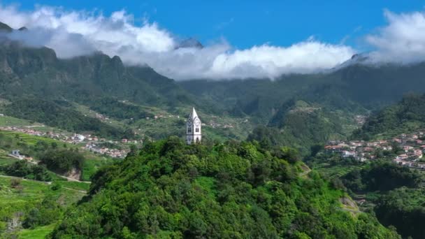 Torre Capilla Del Reloj Sao Vicente Madeira — Vídeos de Stock