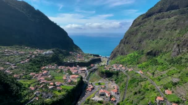 Valle Sao Vicente Madeira Vista Aérea — Vídeos de Stock