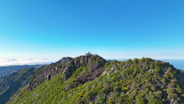 Yazın Pico Ruivo Zirvesi Madeira Nın Uzun Dağı — Stok video