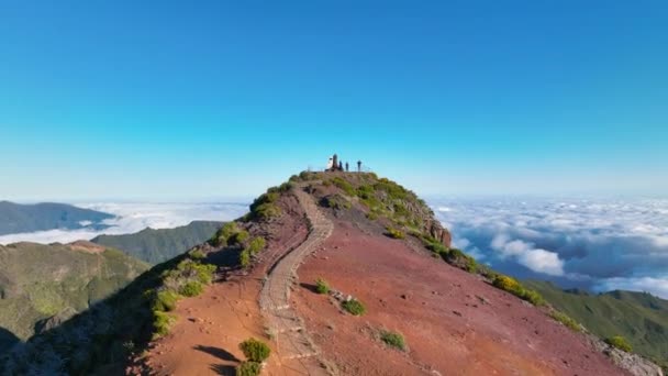 Pico Ruivo Summit Timpul Verii Cel Mai Înalt Munte Din — Videoclip de stoc