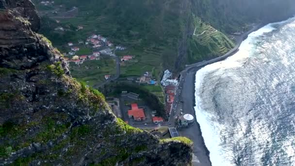 Madeira Coastal Landscape Aerial View — Stock video