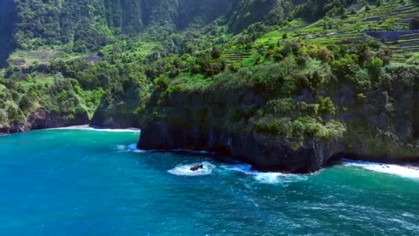 Madeiras Vackra Kustlinje Flygfoto — Stockvideo
