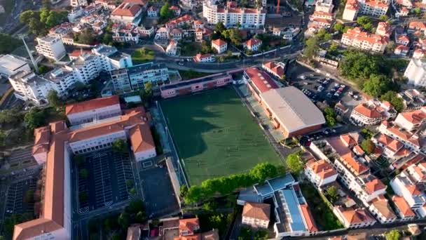 Fotbollsplan Funchals Centrum Madeira Vid Solnedgången — Stockvideo