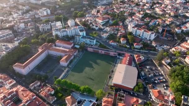 Funchal City Madeira Aerial View的足球场 — 图库视频影像
