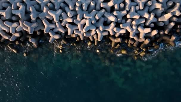 Тетрапод Бетонні Стічні Води Захист Узбережжя Від Ерозії — стокове відео