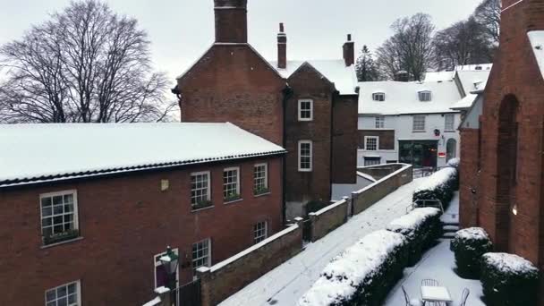 Αυθεντικός Αγγλικός Χειμώνας Στην Παλιά Πόλη Του Λίνκολν — Αρχείο Βίντεο