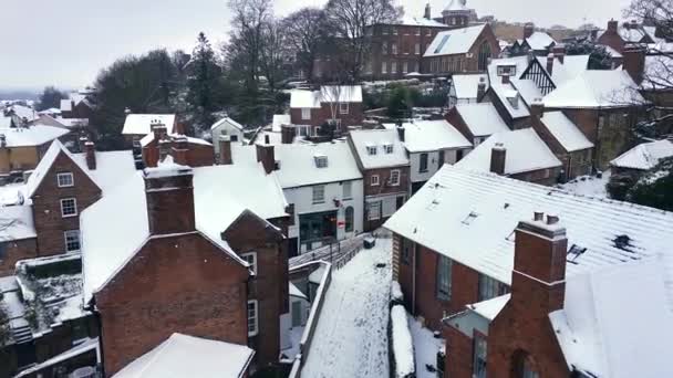 Αυθεντικός Αγγλικός Χειμώνας Στην Παλιά Πόλη Του Λίνκολν — Αρχείο Βίντεο