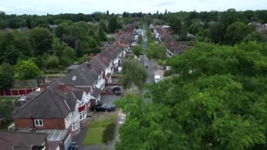 Birmingham 'ın sokakları, banliyöleri ve evleri Birleşik Krallık hava manzaralı.