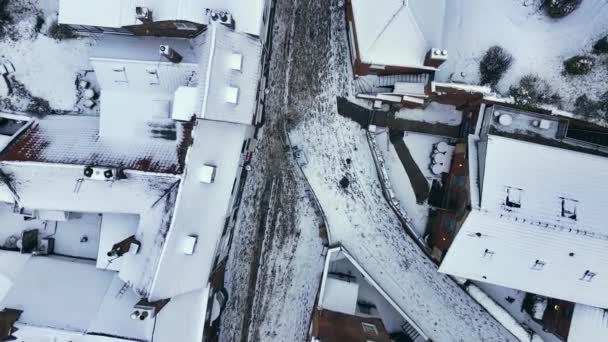 Snowy English Winter Luchtfoto Uitzicht Lincoln Steile Heuvel — Stockvideo