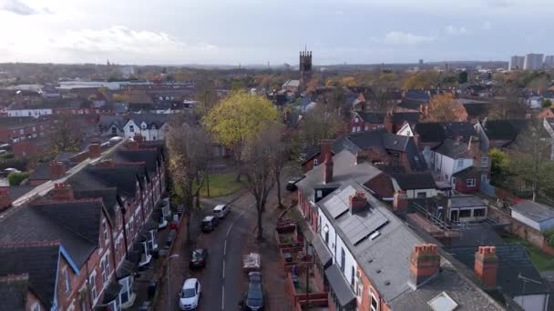 Birmingham Κατοικίες Quarters Aerial View Showcasing Classic Γήπεδα Σπίτια — Αρχείο Βίντεο