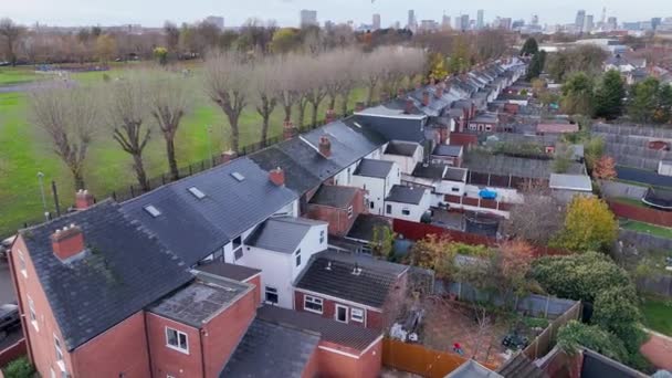 Streets Houses Birmingham Aerial View — Stock Video