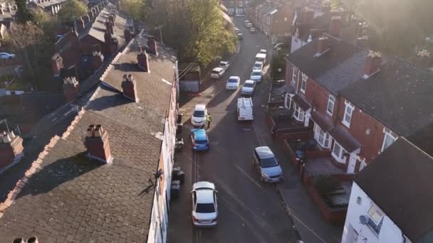 Streets Houses Birmingham Aerial View — Stock Video