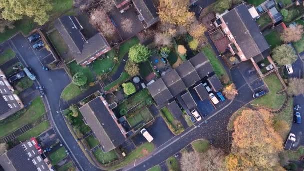 Aerial View British Suburban Life Residential Streets — Stock Video
