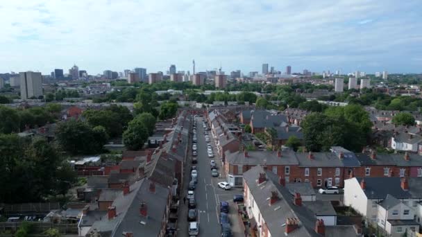 Las Calles Casas Birmingham Reino Unido Vista Aérea — Vídeo de stock