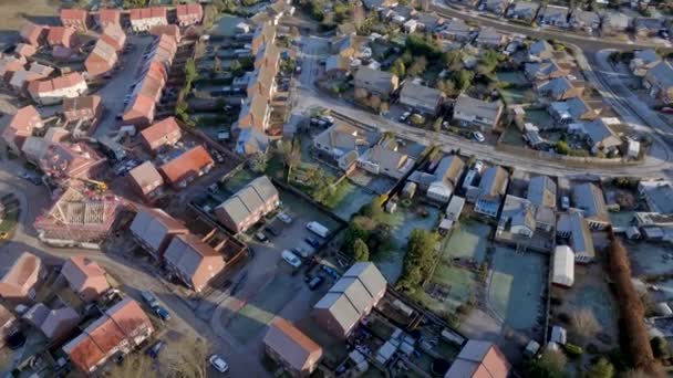 Nuova Costruzione Housing Estate Una Gelida Morning Aerial View — Video Stock