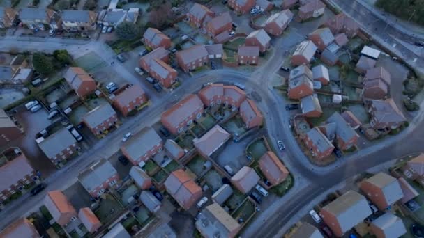 Nieuwbouw Housing Estate Een Frosty Morning Aerial View — Stockvideo