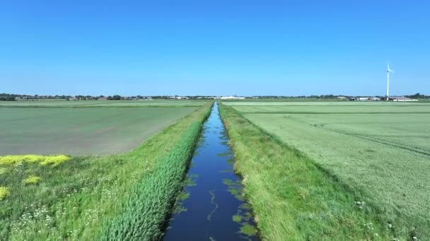 Irrigation Drainage Dyke Aerial View — Stock Video