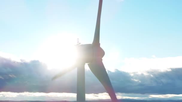 Wind Farm Turbine Generating Green Renewable Power Aerial View — Vídeo de stock