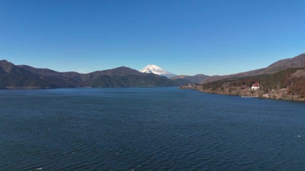 Lago Ashi Monte Fuji Vista Aérea — Vídeo de stock