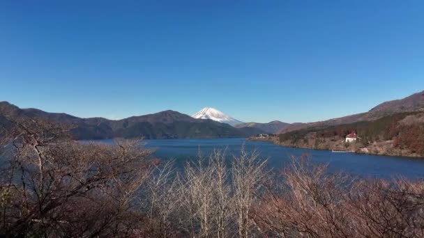 Lago Ashi Monte Fuji Vista Aérea — Vídeo de stock