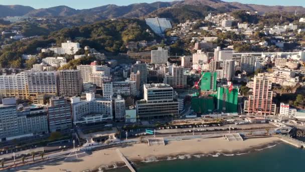 Luftaufnahme Der Küstenstadt Atami Japan — Stockvideo