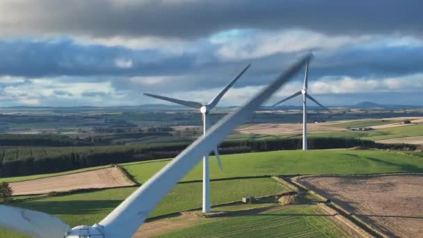 Wind Farm Turbines Generating Reliable Renewable Power Aerial View — Stok video