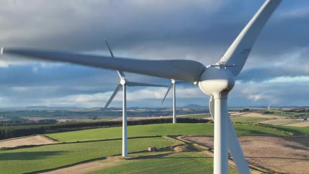 Wind Farm Turbines Countryside Generating Renewable Energy — Stock videók