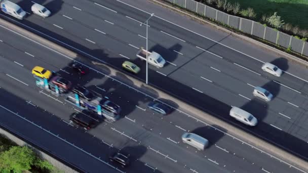 M25 Motorway Traffic Flow Aerial View — Stockvideo