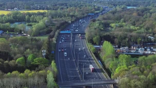 M25 Motorway London Orbital Aerial View — Stockvideo