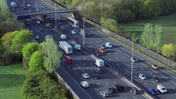 M25 Motorway London Orbital Aerial View — Stockvideo