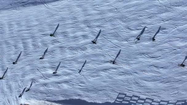 Skidåkning Och Snowboard Pist Franska Alperna Flygfoto — Stockvideo