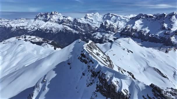 Aerial View Snowy French Alps — Stockvideo