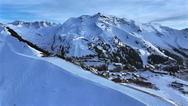 Avoriaz French Ski Village Alps Aerial View — Wideo stockowe