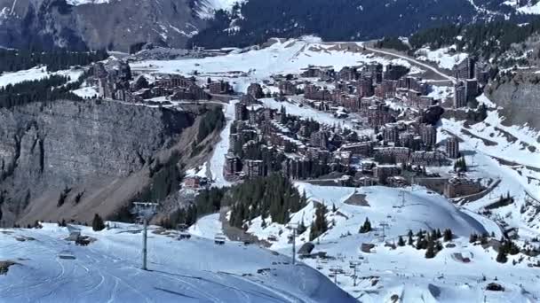 Авориаз Высоте Деревне Оут Французских Альпах — стоковое видео
